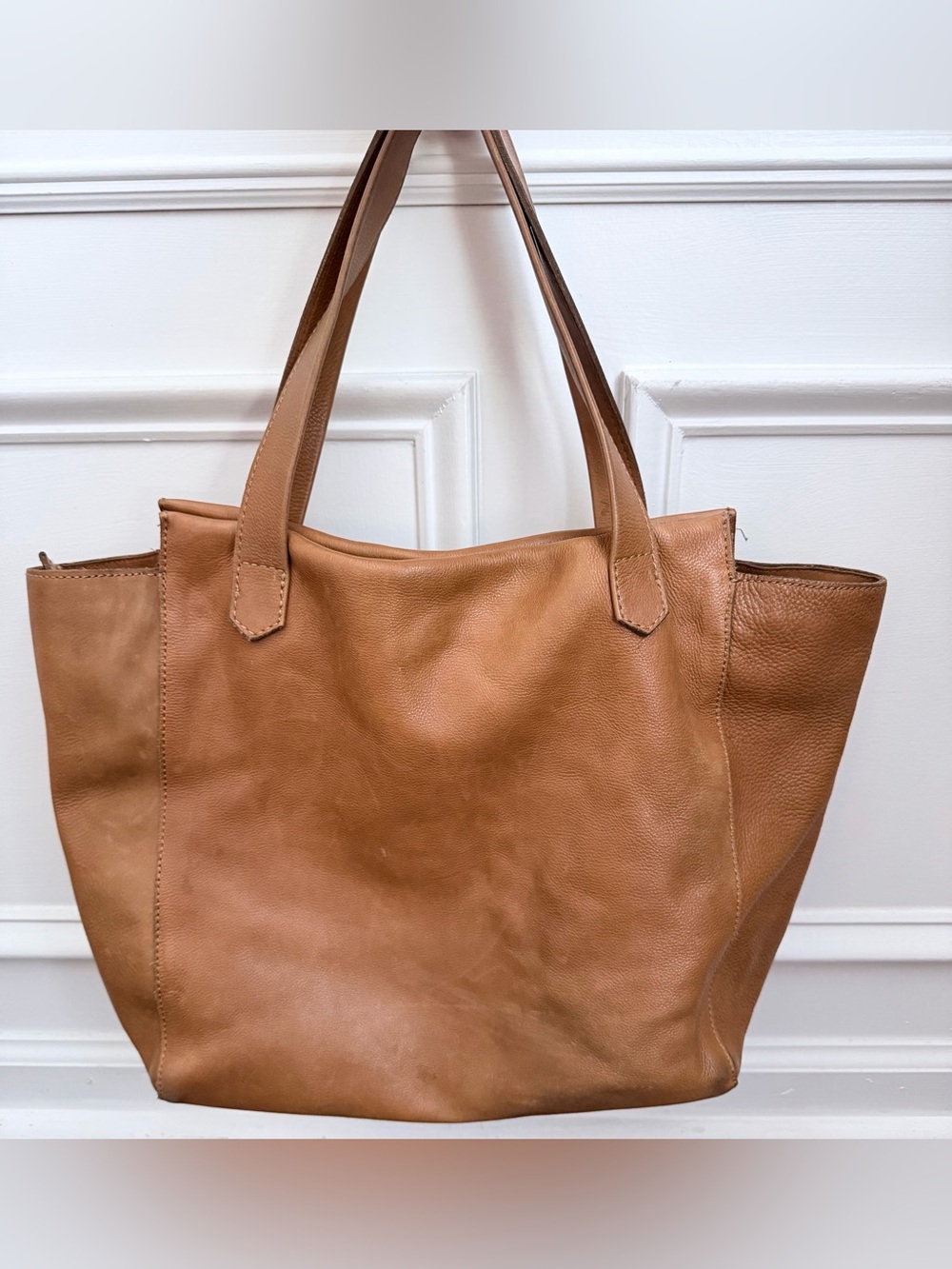 Massimo Dutti tote bag leather suede brown
